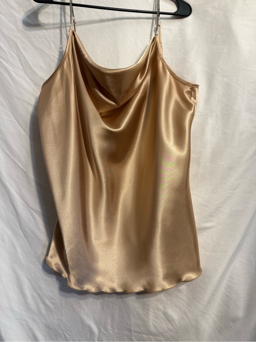 Nicole Miller Satin Cowl Neck Camisole in Metallic Gold